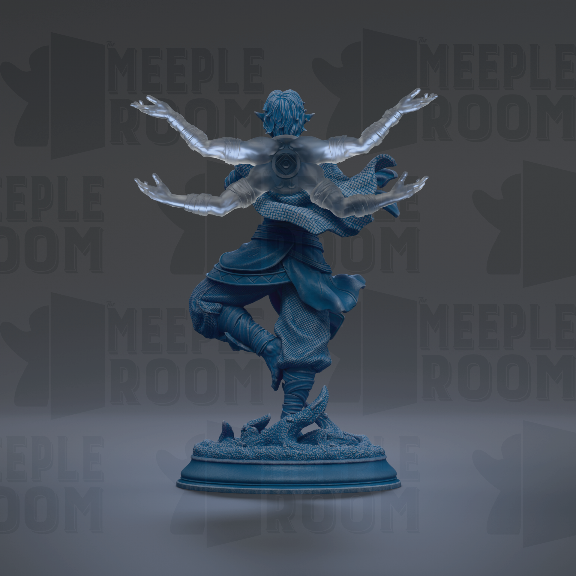 A statue of a person with outstretched arms, standing on a pedestal.