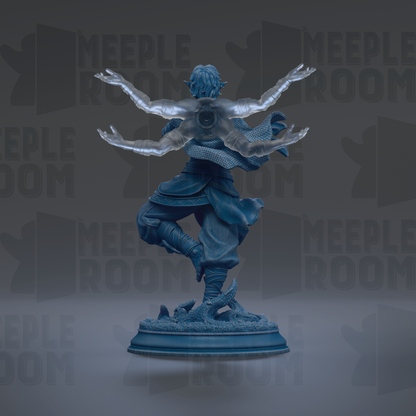 A statue of a person with outstretched arms, standing on a pedestal.