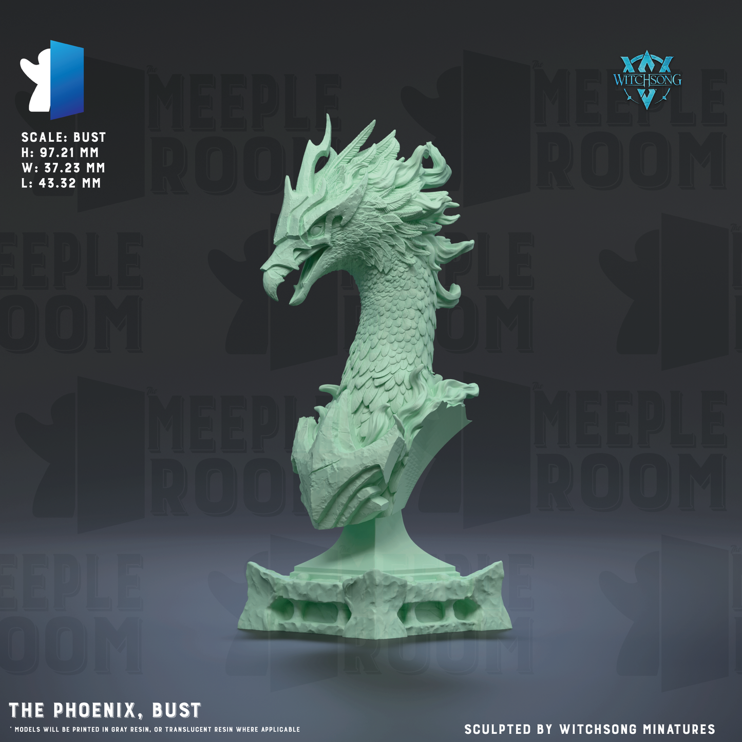 The Phoenix, Bust by Witchsong Miniatures | Miniature | TTRPG | Unpainted | Print on Demand