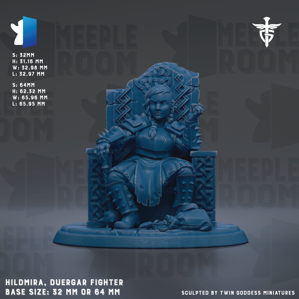 a blue statue of a woman sitting on a throne