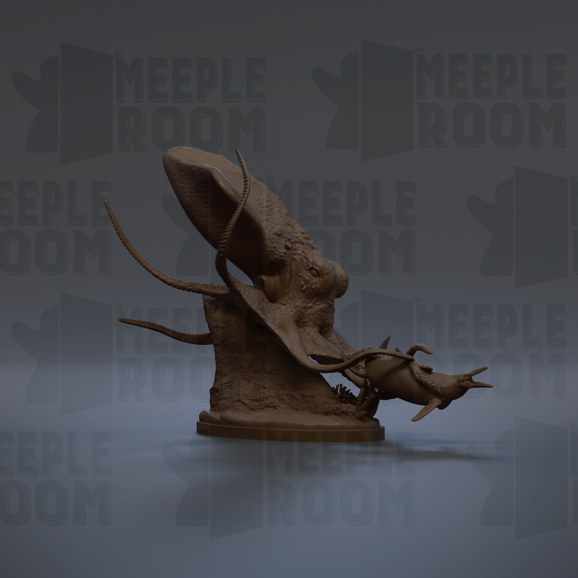 a large, detailed sculpture of an octopus with its tentacles spread out, sitting on a base.
