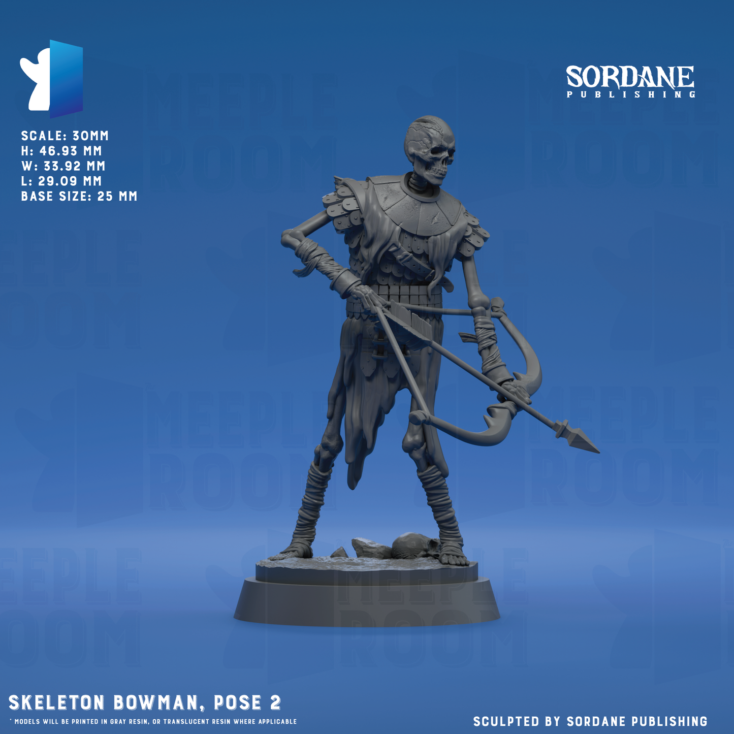 Skeleton Bowman by Sordane Publishing | Miniature | TTRPG | Unpainted | Print on Demand