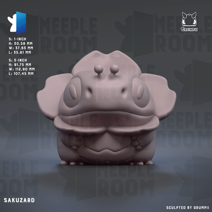 A 3D rendering of a small, cartoonish creature resembling a frog or salamander. The creature has large eyes and a prominent nose, giving it a whimsical appearance. The creature is sitting on a surface, possibly a table or a platform. The image does not contain any text or additional objects, and the creature is the main focus.