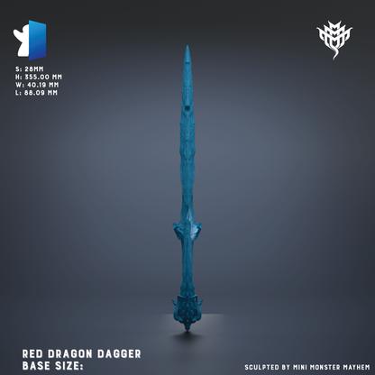 a blue dragon dagger, a weapon, with a base size of 5.8mm and a height of 55.00mm.