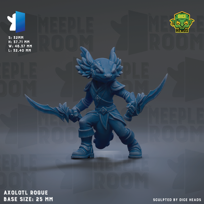a detailed 3D model of a blue fox-like creature with wings, holding two swords and standing on a gray surface.