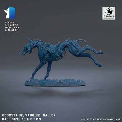 a 3D model of a blue, metallic horse sculpture.