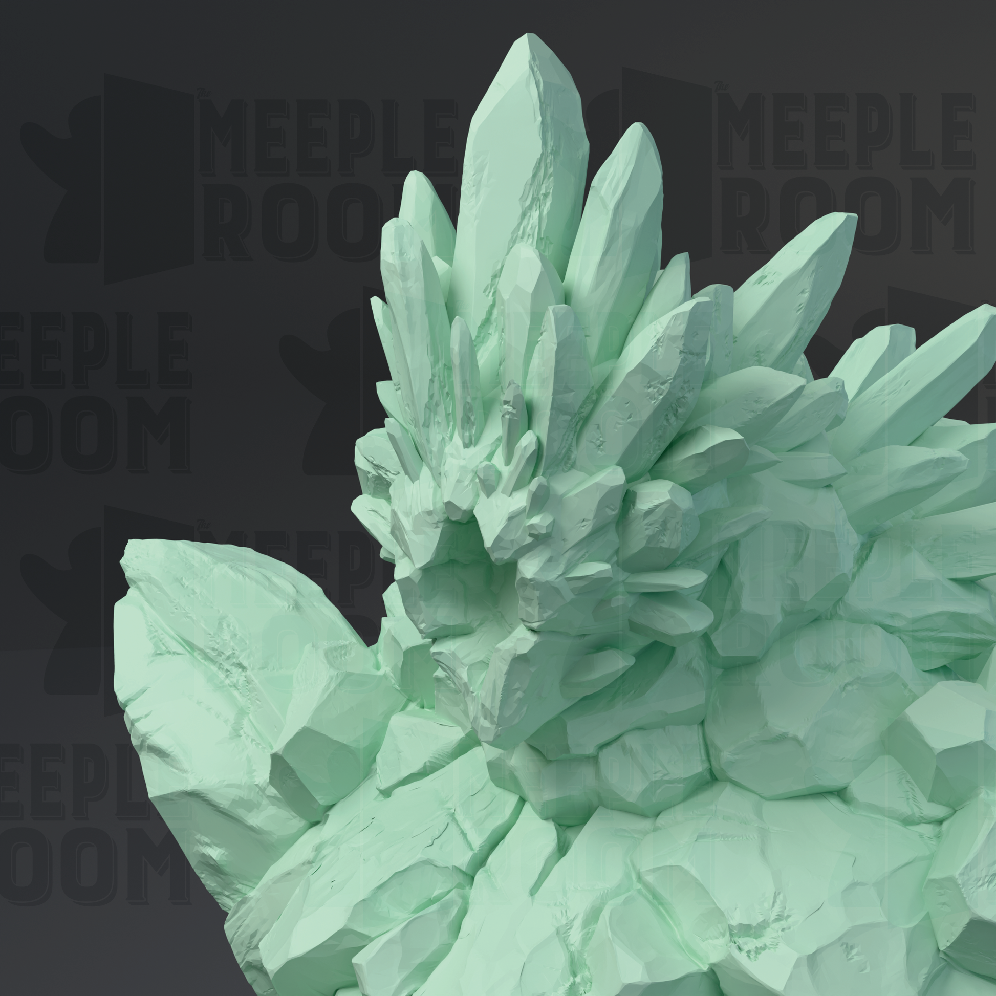 a large, intricate, and detailed 3D rendering of a crystal formation, with numerous small, jagged crystals arranged in a striking, organic pattern.