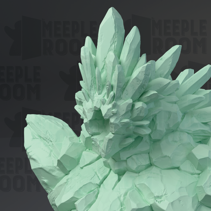 a large, intricate, and detailed 3D rendering of a crystal formation, with numerous small, jagged crystals arranged in a striking, organic pattern.