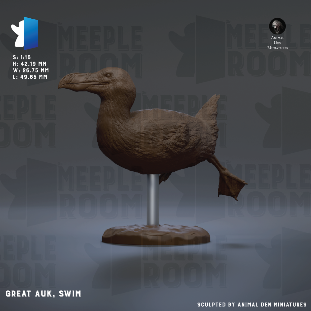 The image is a 3D rendering of a bird, specifically a duck, sitting on a stand. The bird appears to be made of a material that resembles clay or a similar organic shape. The background of the image is a dark gray color, which contrasts with the bird and makes it stand out. The image does not contain any text or additional objects, and the bird is the main focus of the image.