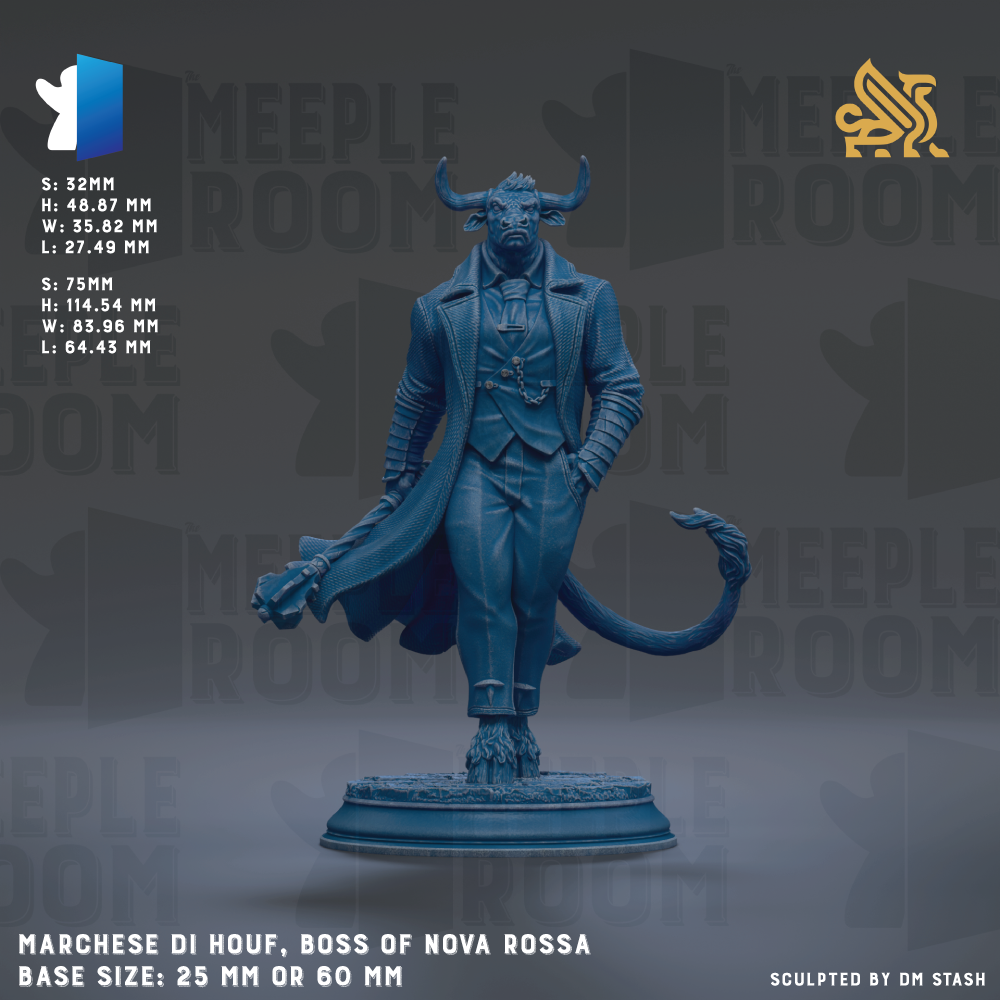 a statue of a man with horns and a coat