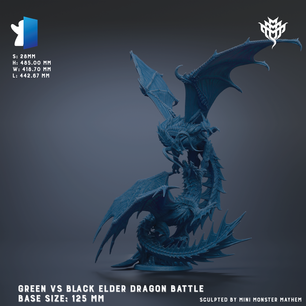 a large, blue dragon-like creature with wings spread wide, appearing to be in a battle stance. The dragon is depicted in a dynamic fighting position, suggesting an intense and action-packed scene.