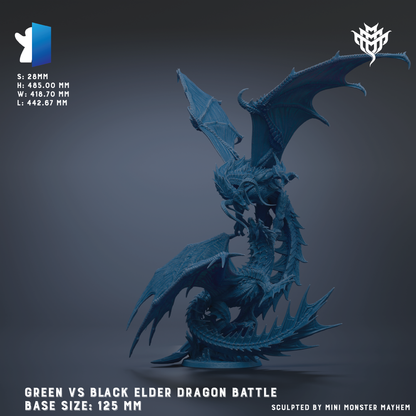 a large, blue dragon-like creature with wings spread wide, appearing to be in a battle stance. The dragon is depicted in a dynamic fighting position, suggesting an intense and action-packed scene.