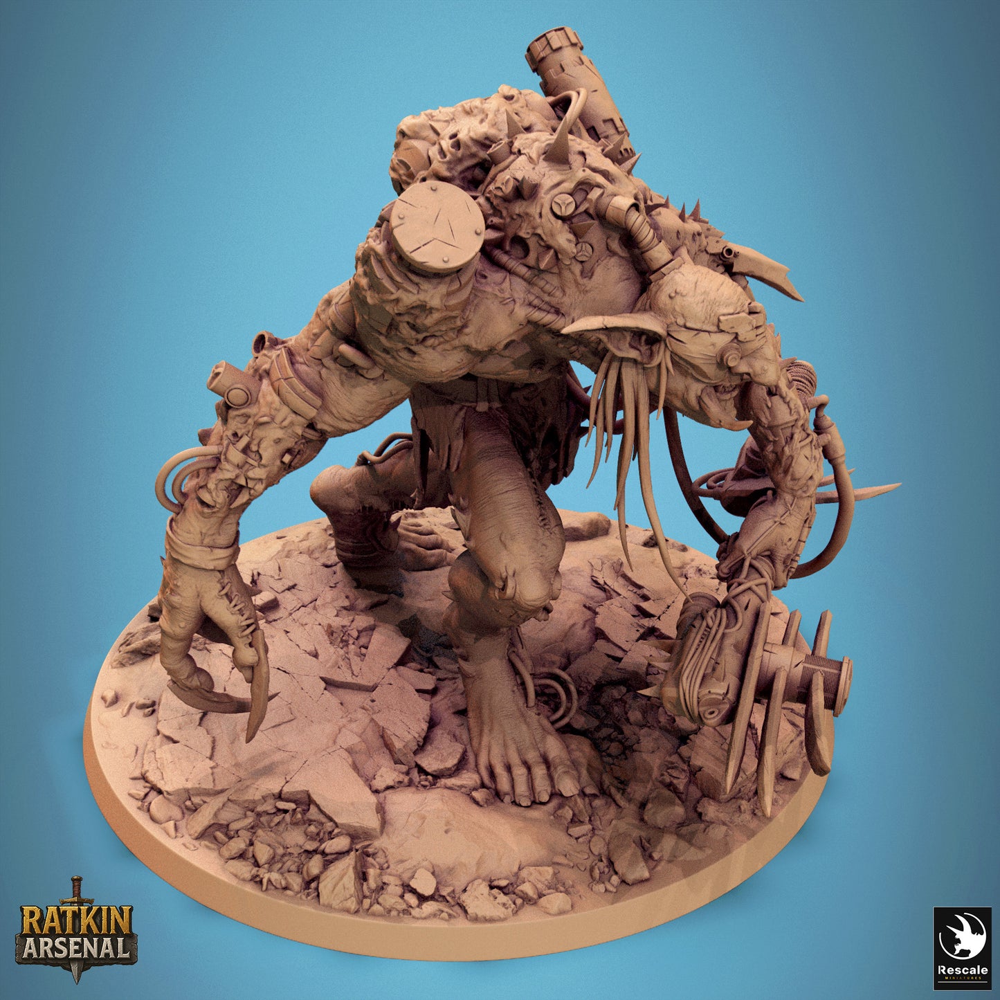 a large, intricate, and detailed 3D model of a creature resembling a monster or a dragon, standing on a rocky surface.