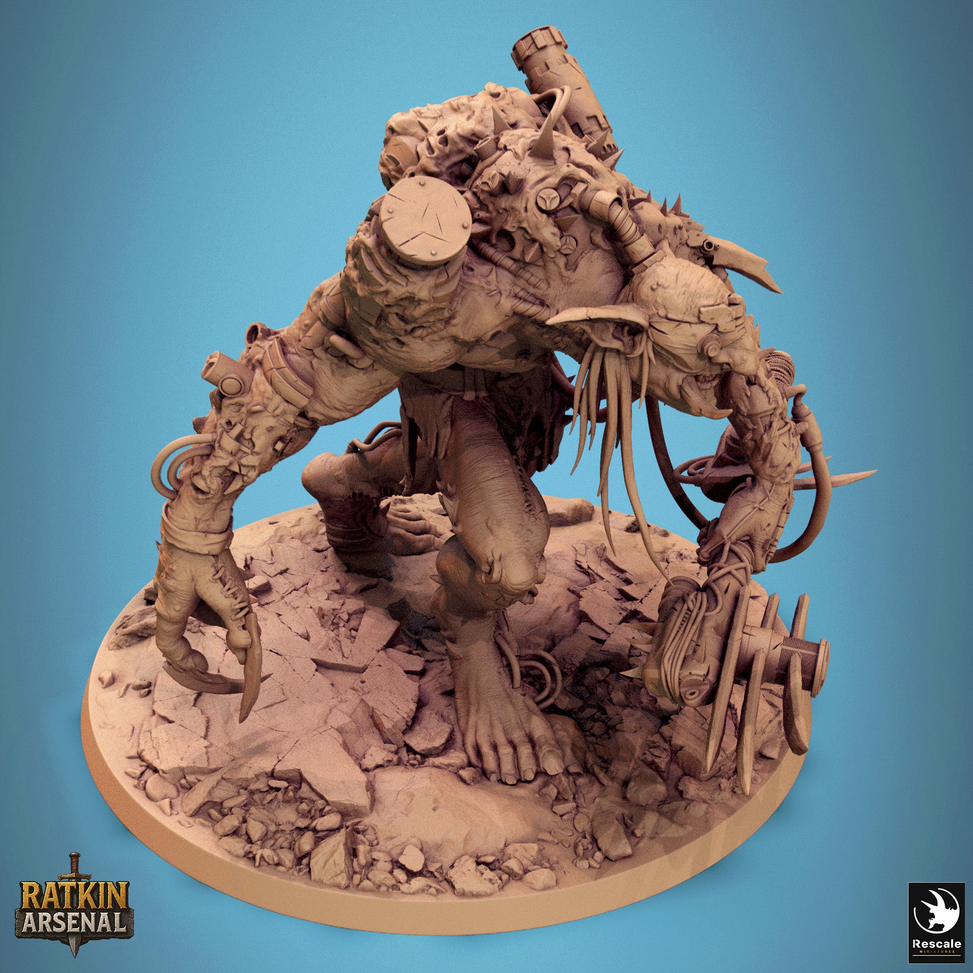 a large, intricate, and detailed 3D model of a creature resembling a monster or a dragon, standing on a rocky surface.