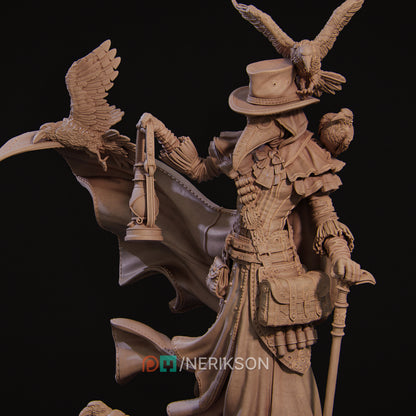 a statue of a man holding a flag and a bird