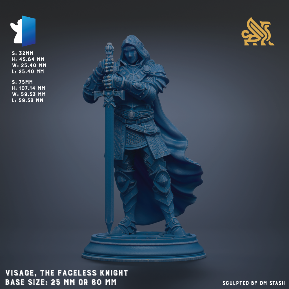 a statue of a faceless knight holding a sword, with a detailed and intricate design.