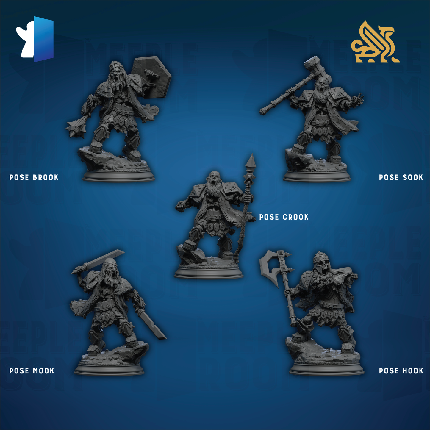 Undead Dwarven Brothers by DM Stash | Miniature | TTRPG | Unpainted | Print on Demand