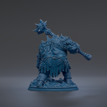 A detailed 3D model of a fantastical creature, possibly a monster or a dragon, with intricate armor and weapons.