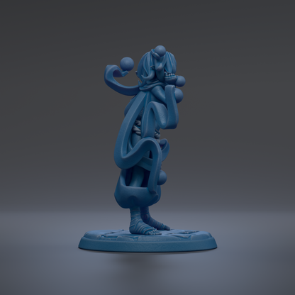 A blue, abstract sculpture with a unique, organic shape and design.