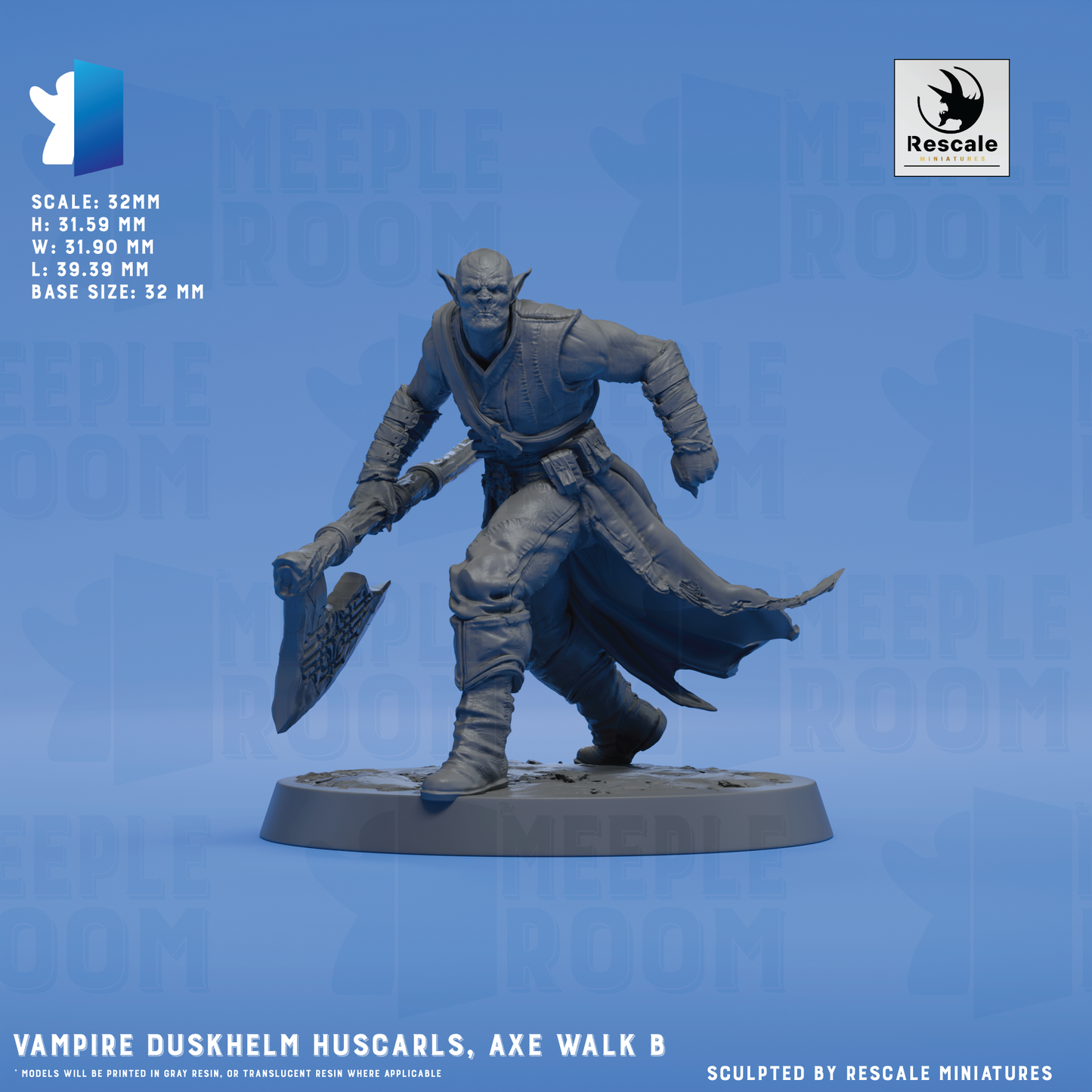 Vampire Duskhelm Huscarls by Rescale Miniatures | Miniature | TTRPG | Unpainted | Print on Demand