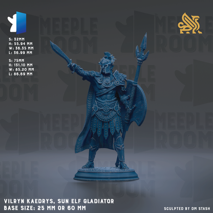 a blue statue of a man with a sword