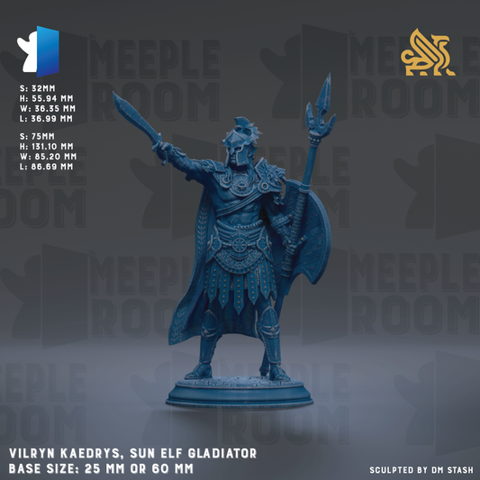 a blue statue of a man with a sword