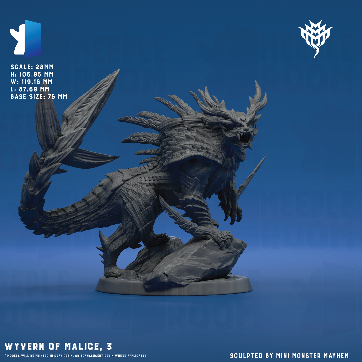 Wyvern of Malice by Mini Monster Mayhem | Miniature | TTRPG | Unpainted | Print on Demand