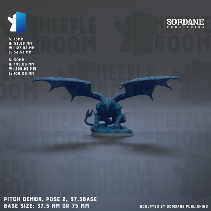 The image is a promotional poster for a pitch demonstration of a pitch dragon, which is a mythical creature with the body of a dragon and the wings of a bird. The pitch dragon is shown in a pose with its wings spread wide, standing on a base. The poster provides details about the pitch dragon, including its size, dimensions, and base size.