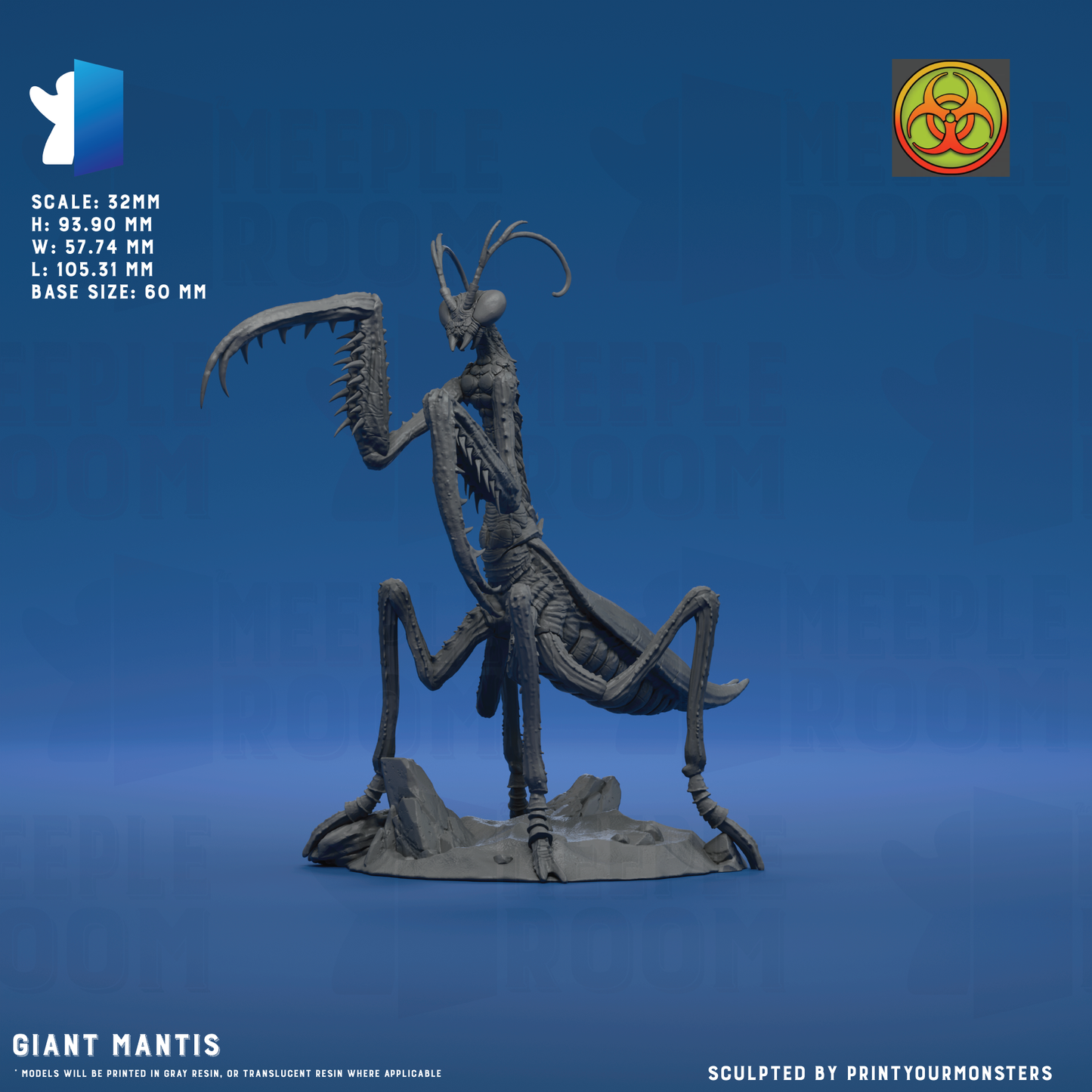 Giant Mantis by PrintYourMonsters | Miniature | TTRPG | Unpainted | Print on Demand