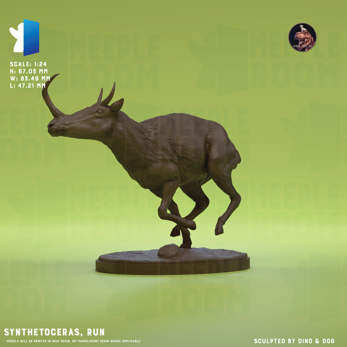 Synthetoceras by Dino & Dog | Miniature | TTRPG | Unpainted | Print on Demand