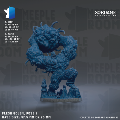 The image is a 3D rendering of a flesh-colored, poseable figurine with a base size of either 37.5 mm or 75 mm. The figurine is designed to be posed in a dynamic, sculpted manner, and it is part of the Sordane Publishing's collection of figurines.