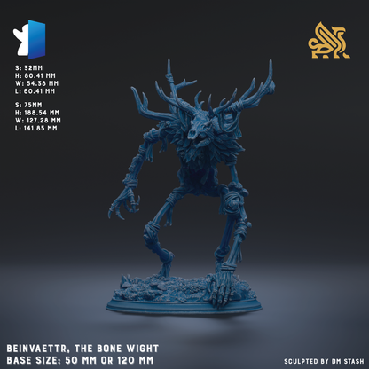 a blue, fantastical creature with horns and antlers, standing on a base. The creature appears to be a mythical or magical being, possibly a dragon or a similar creature. The creature is shown in a dynamic pose, with its arms and legs spread out. The image does not contain any text, and the creature is the main focus.