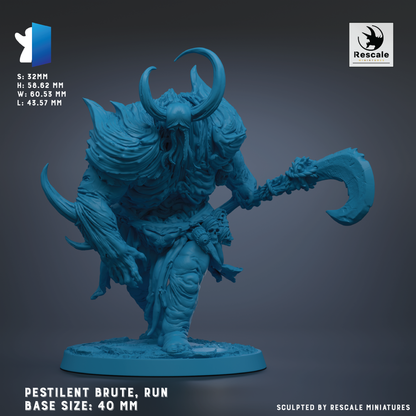 a blue, sculpted figurine of a creature with horns and a crescent moon, standing on a base and holding a crescent moon.