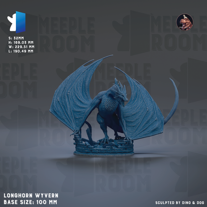 a detailed model of a blue dragon-like creature with wings, standing on a base. The dragon is depicted in a realistic style, with intricate details and a lifelike appearance. The image is a part of a larger collection of images, and it is described as a "collage of multiple images" and "a detailed model of a dragon-like creature". The base size of the dragon is 100 millimeters.