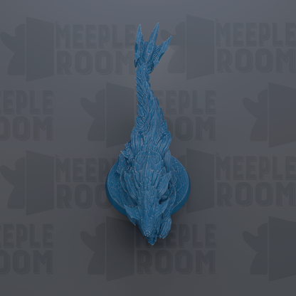 A blue, stylized fish-like creature is prominently displayed against a dark background with repeated text.