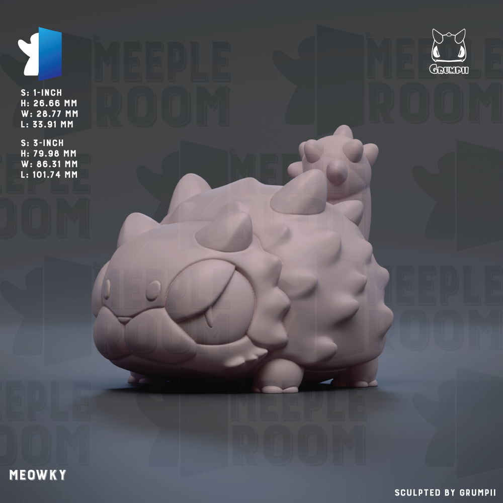 The image is a 3D rendering of a meowky figurine, a type of plush toy, with a textured surface and a small head. The image is described as a "meowky" and is part of a collection of images.