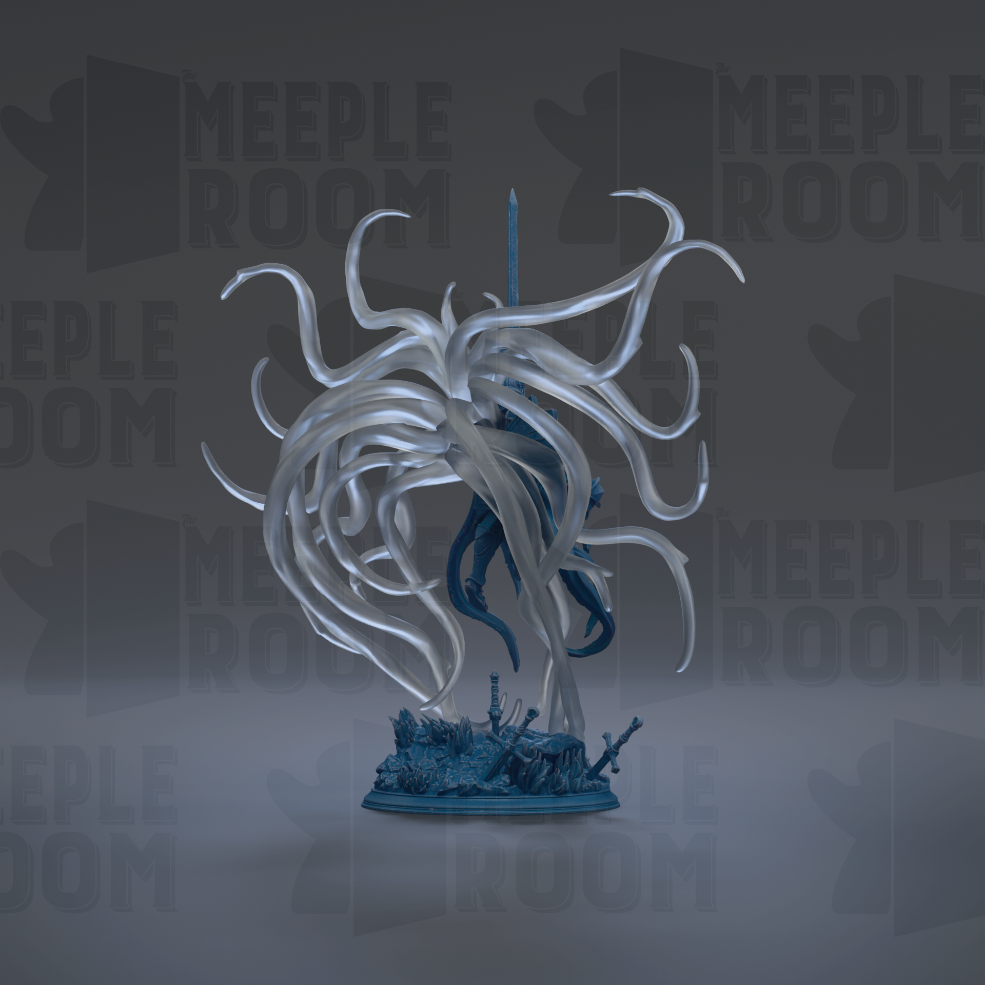 A 3D rendering of a fantastical creature with an intricate, ethereal design, featuring a combination of organic and mechanical elements.