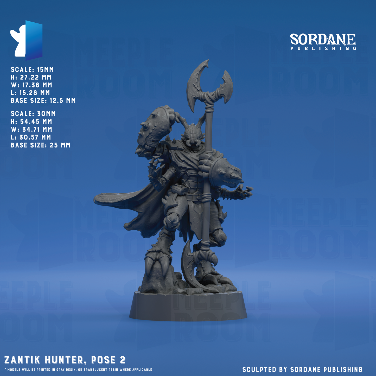 Zantik Hunter by Sordane Publishing | Miniature | TTRPG | Unpainted | Print on Demand