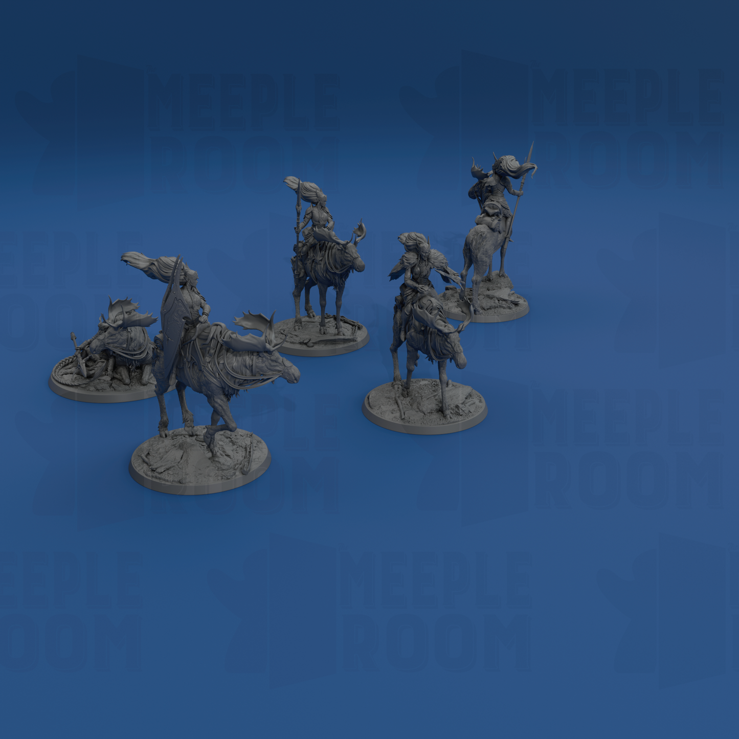 Aurora Elk-Knight, Mount by Rescale Miniatures | Miniature | TTRPG | Unpainted | Print on Demand