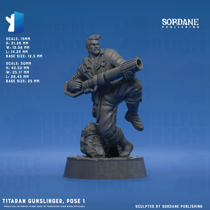 Titaran Gunslinger by Sordane Publishing | Miniature | TTRPG | Unpainted | Print on Demand