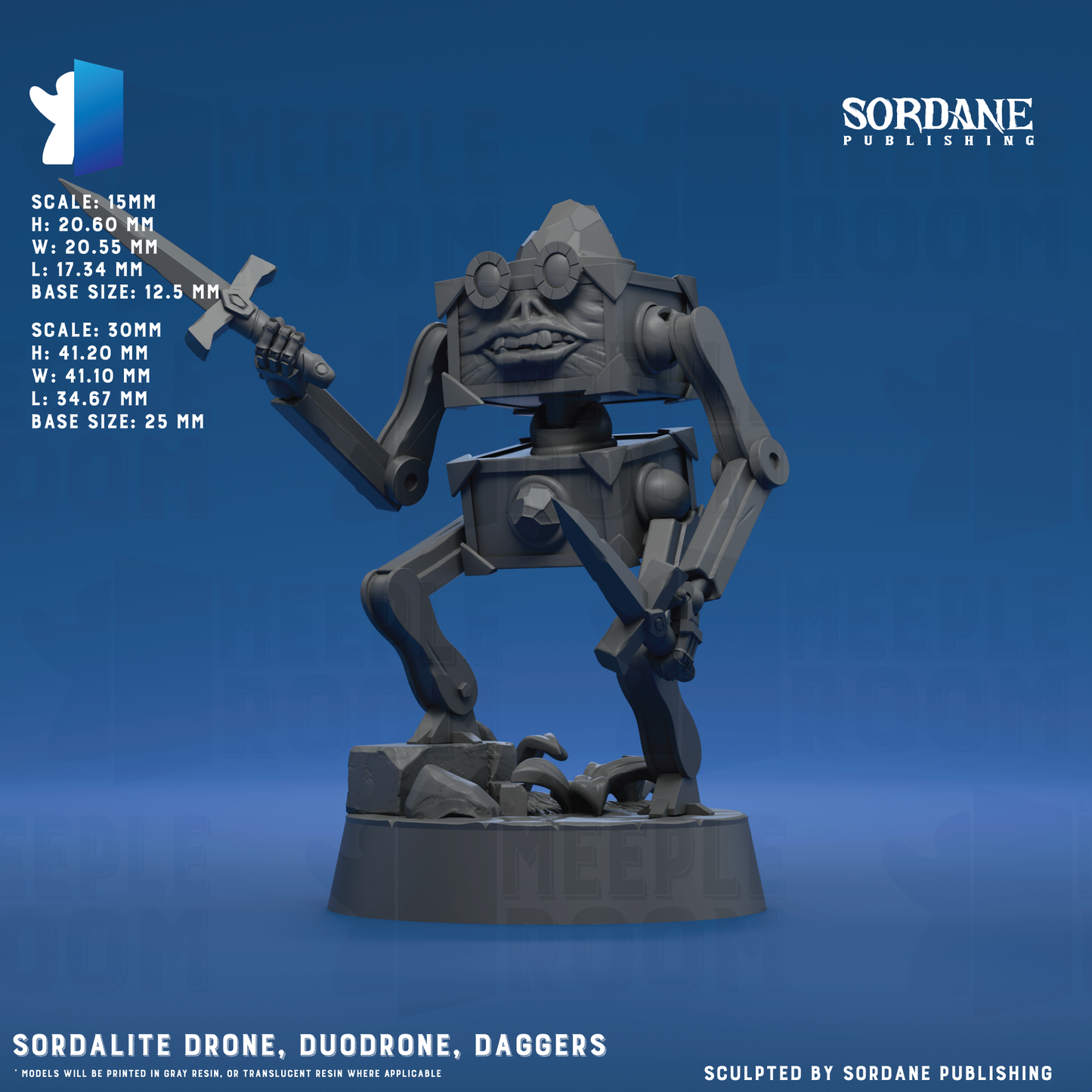 Sordalite Drone, Duodrone by Sordane Publishing | Miniature | TTRPG | Unpainted | Print on Demand