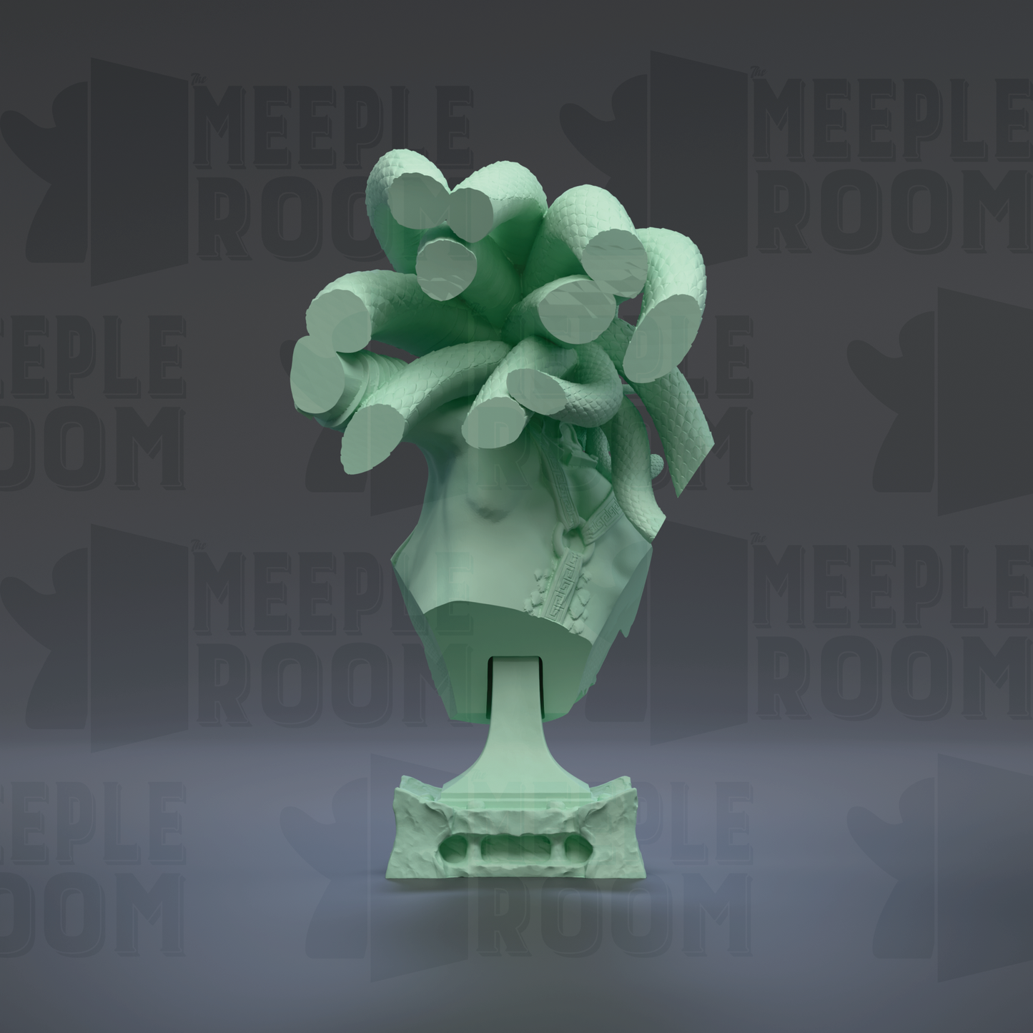 a green, abstract sculpture with a unique, organic shape and design.