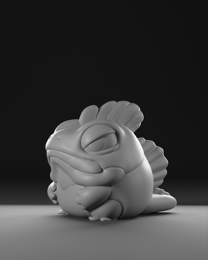 a 3d model of a fish sitting on the ground