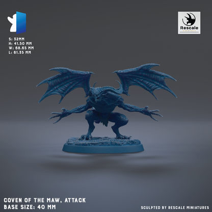 a blue, winged creature with claws, possibly a mythical or fantastical creature, standing on a base.
