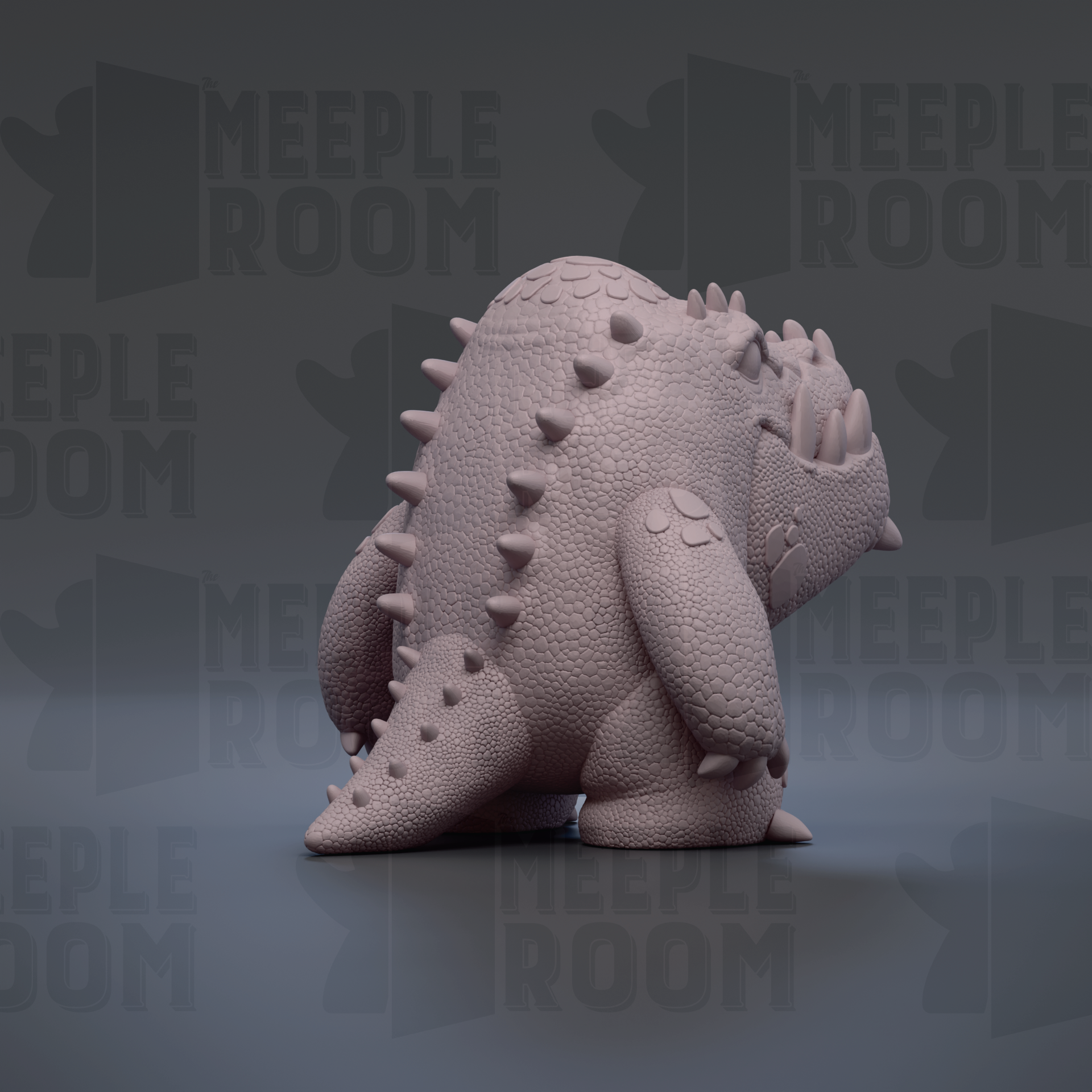 A 3D rendering of a small, spiky, and textured creature resembling a small animal or monster.