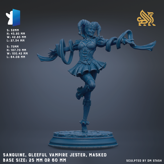 A blue figurine of a female character with horns and a flowing skirt, holding a weapon, standing on a pedestal.