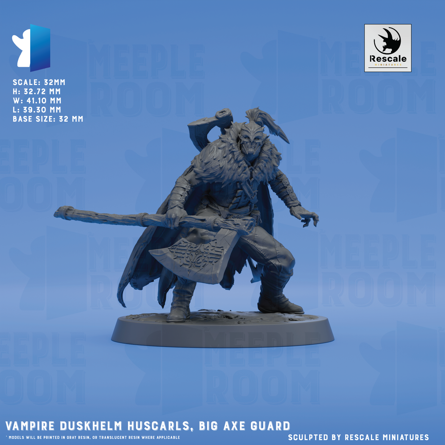 Vampire Duskhelm Huscarls by Rescale Miniatures | Miniature | TTRPG | Unpainted | Print on Demand