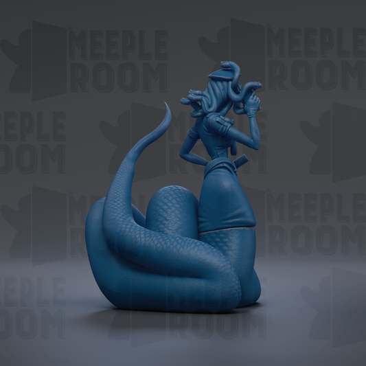 A blue, snake-like figure with a snake-like head and body is depicted in the image.