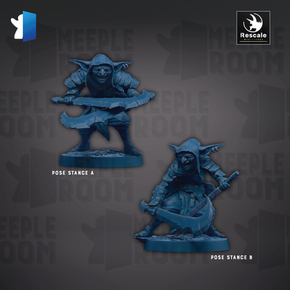 two blue figurines of creatures, possibly from a fantasy or science fiction setting, with the text "Pose Standce A" and "Pose Standce B" indicating the names of the poses.