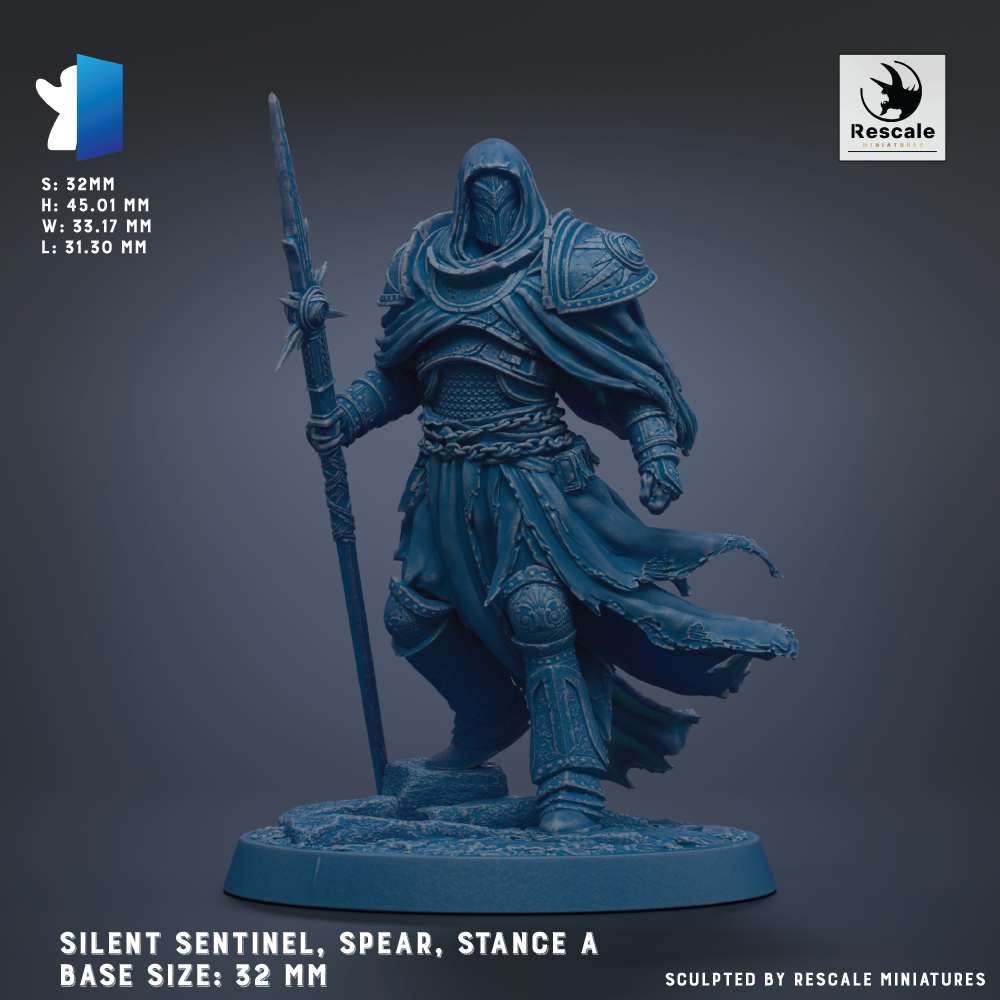 A 3D model of a knight in armor, holding a spear and standing in a stance, with a detailed and intricate design.